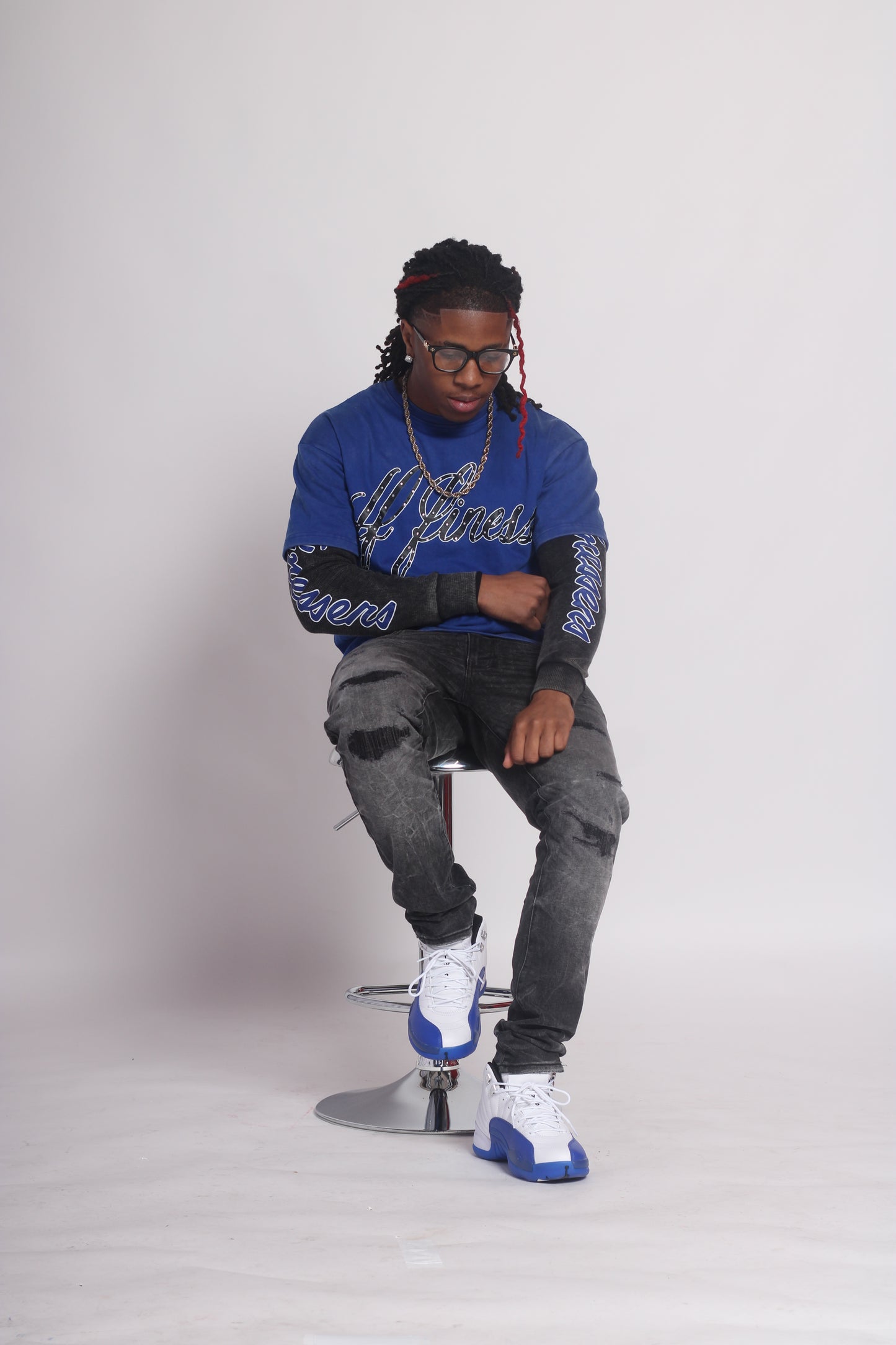 ROYAL BLUE DOUBLE LAYERED SLEEVES