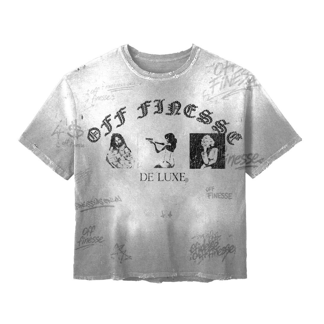 DE LUXE RHINESTONE TEE - WASHED WHITE