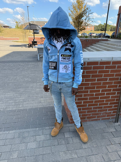 SKY BLUE PATCHWORK ZIPUP