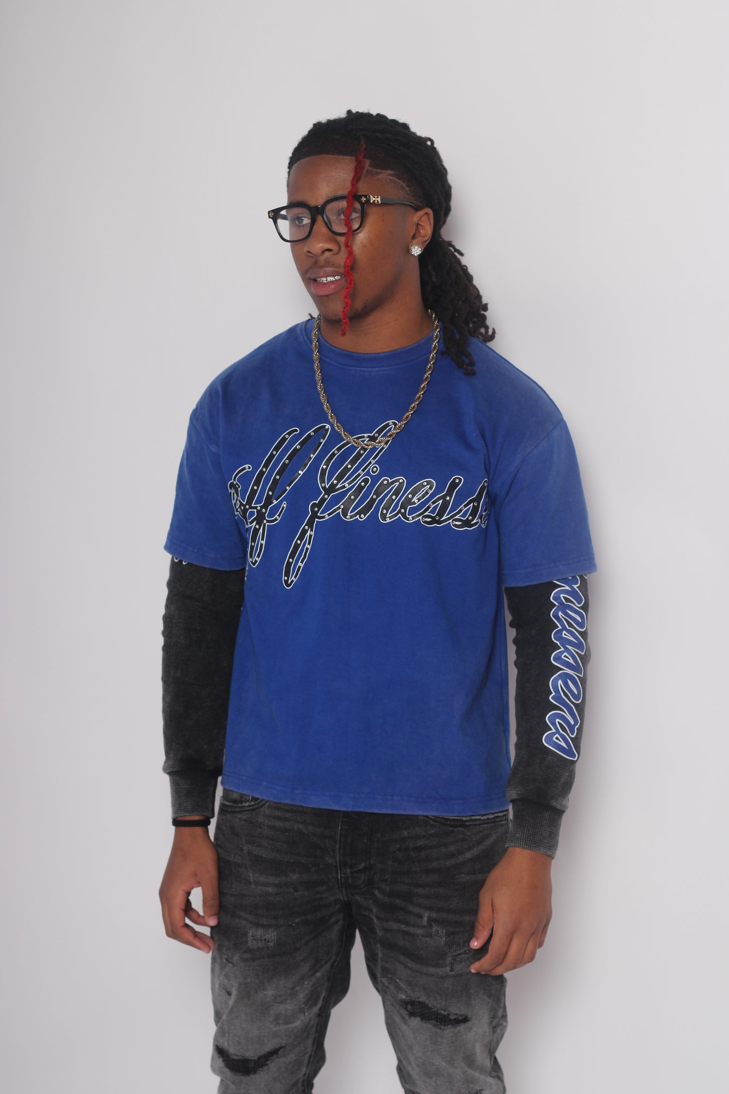 ROYAL BLUE DOUBLE LAYERED SLEEVES