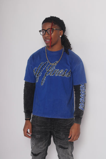 ROYAL BLUE DOUBLE LAYERED SLEEVES