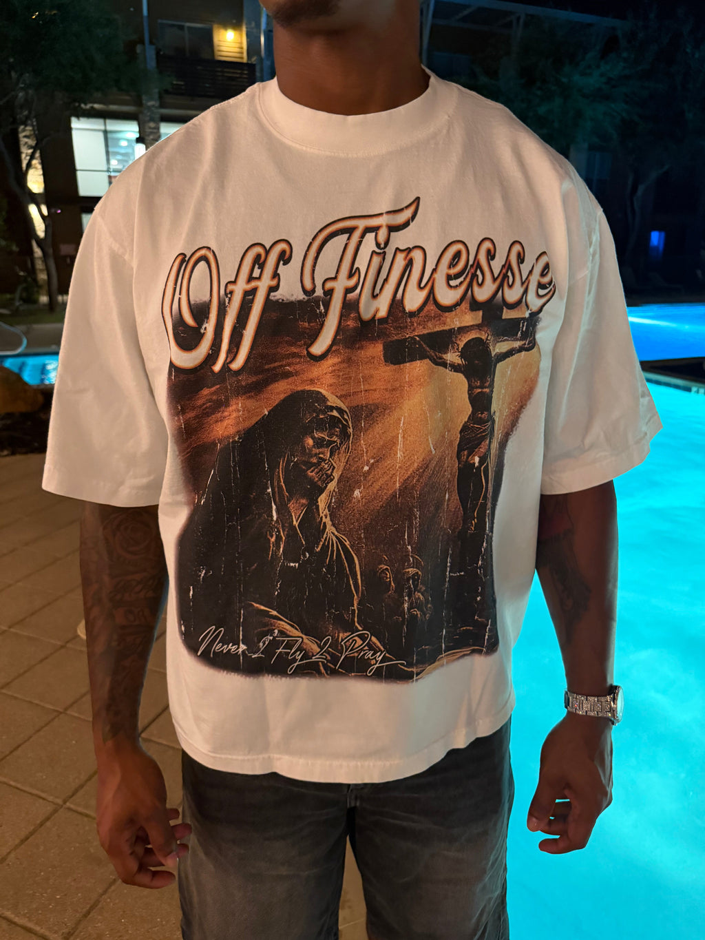 Never 2 Fly 2 Pray Tee