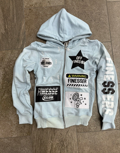 SKY BLUE PATCHWORK ZIPUP