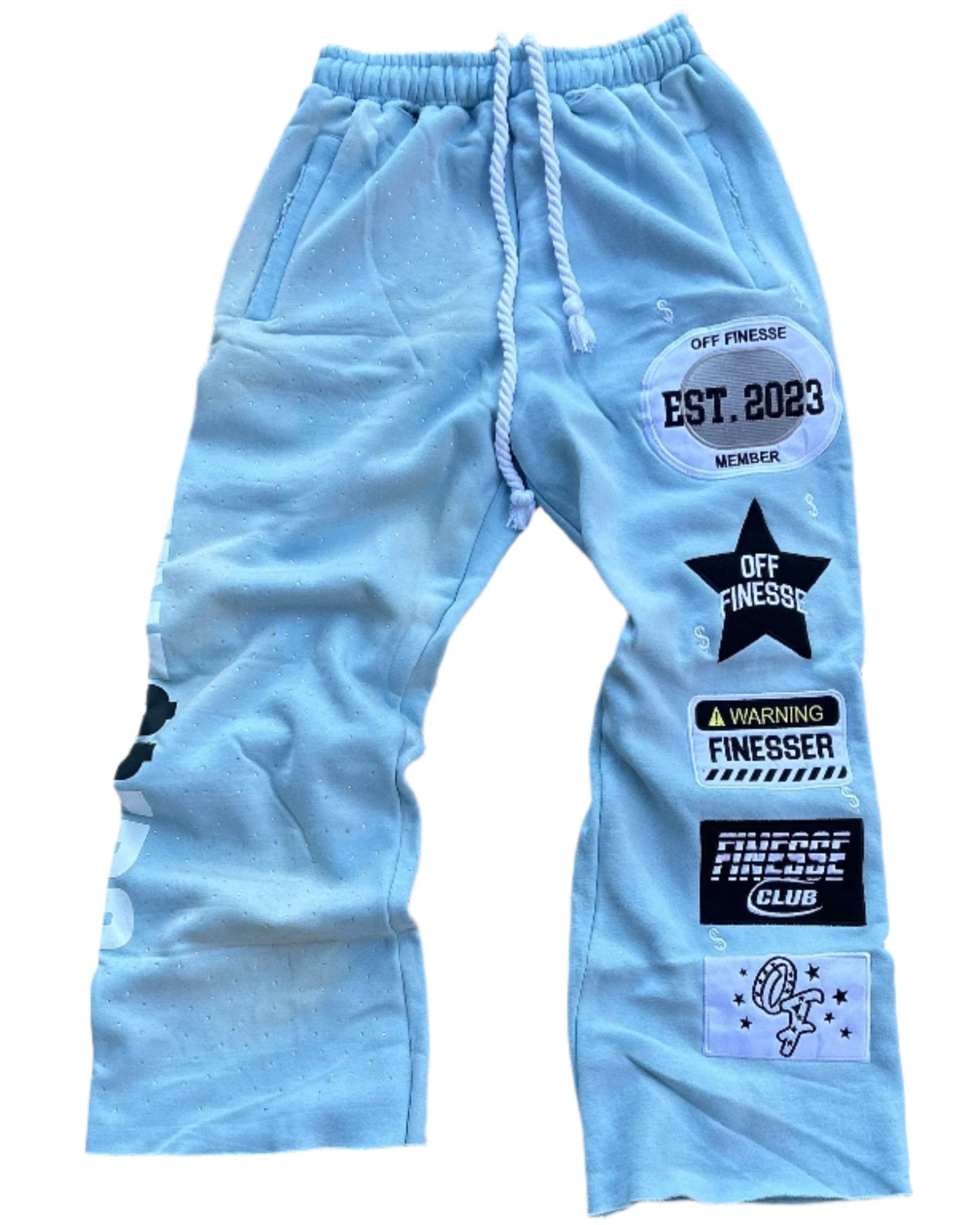 SkyBlue Patchwork Sweats