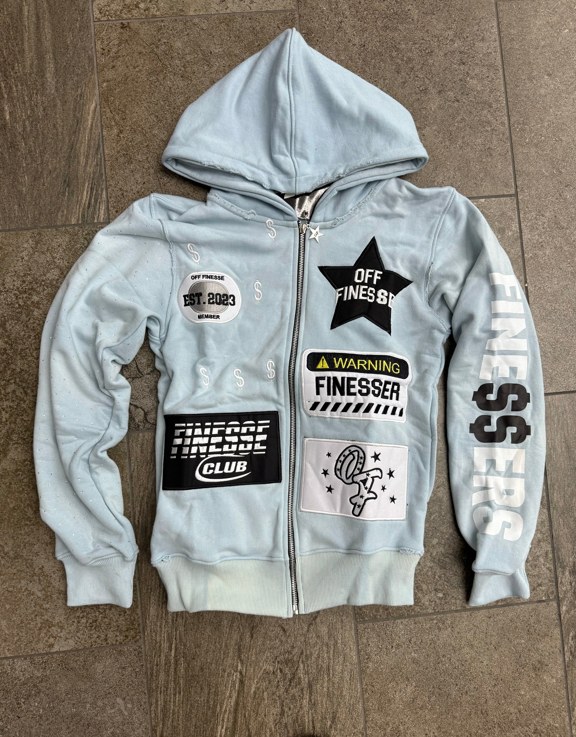 SkyBlue PatchWork Zipup