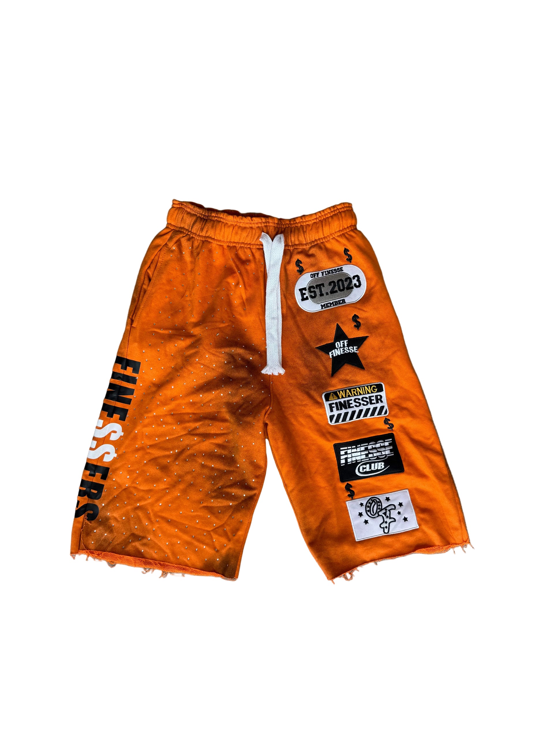 Orange Patchwork Shorts