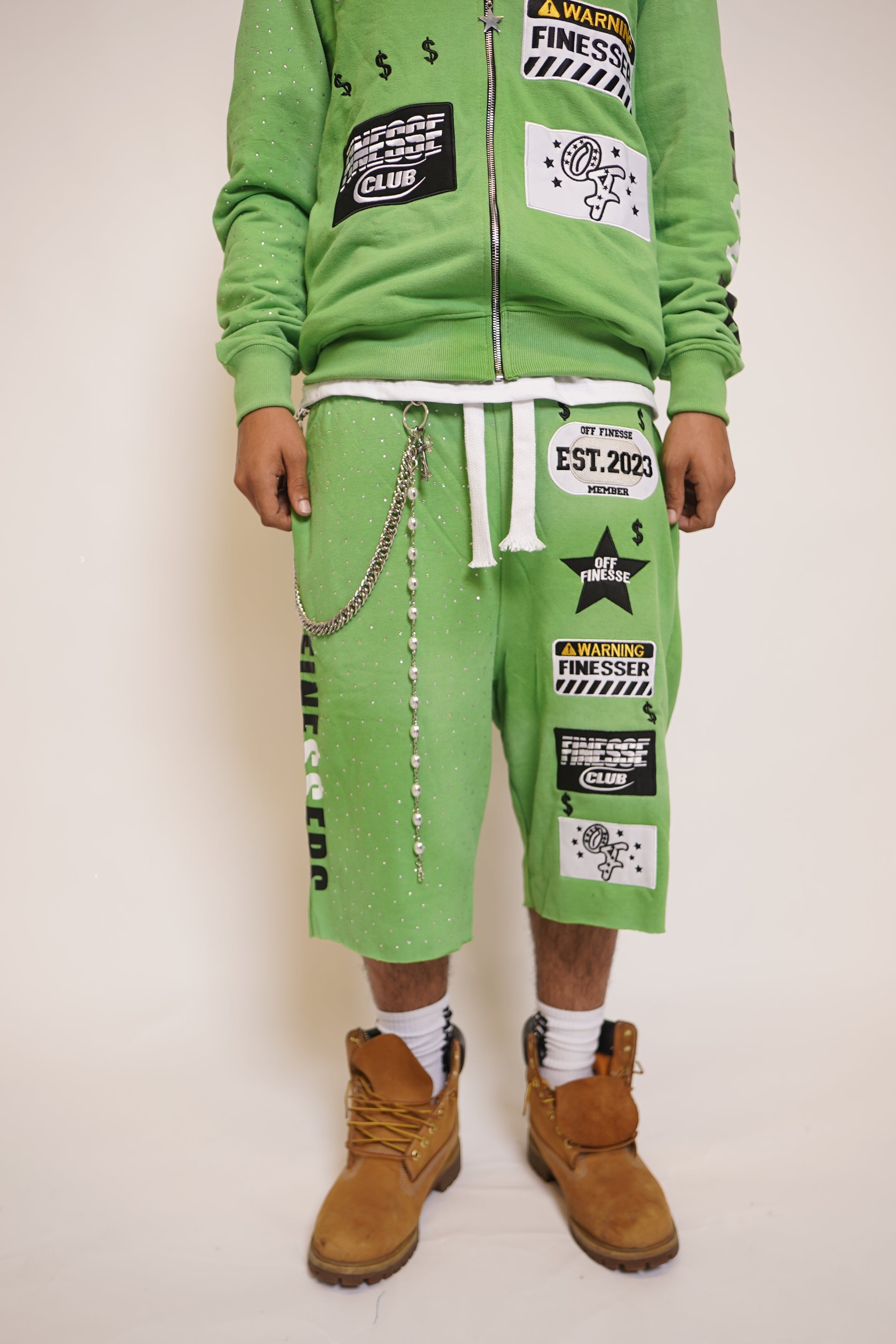 Clover Green Patchwork Shorts