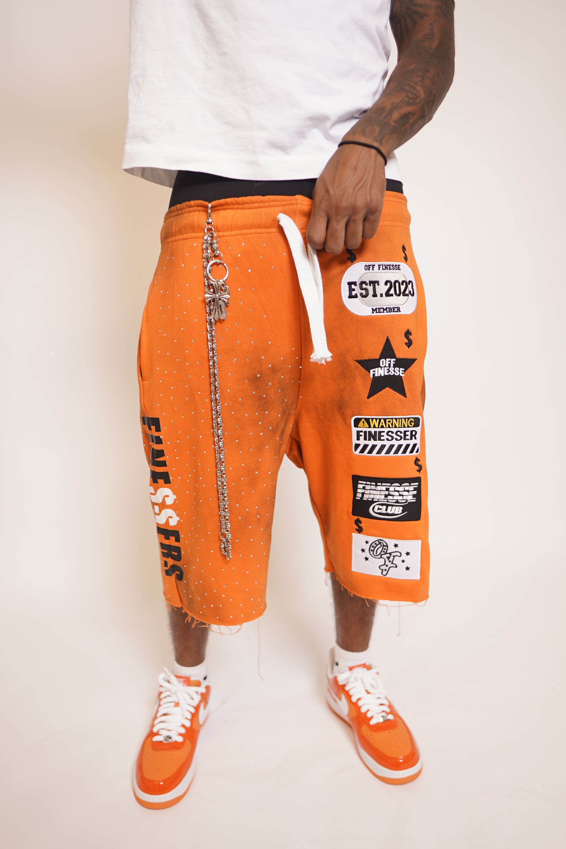 Orange Patchwork Shorts