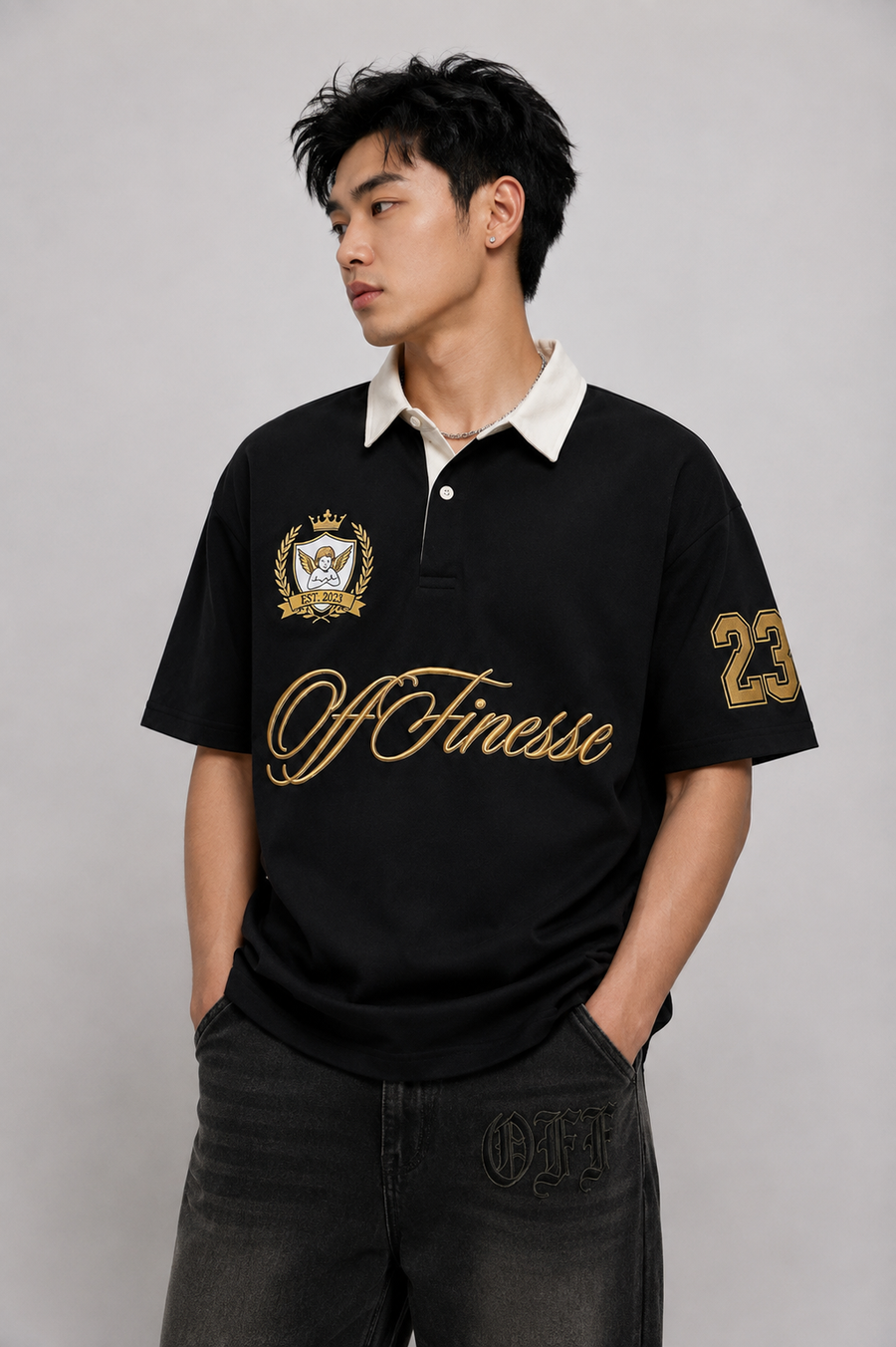 OFF FINESE BLACK SAINT POLO
