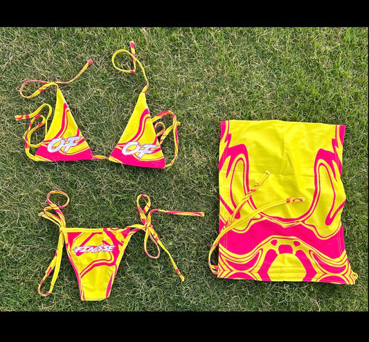 Yellow Wave Bikini Set