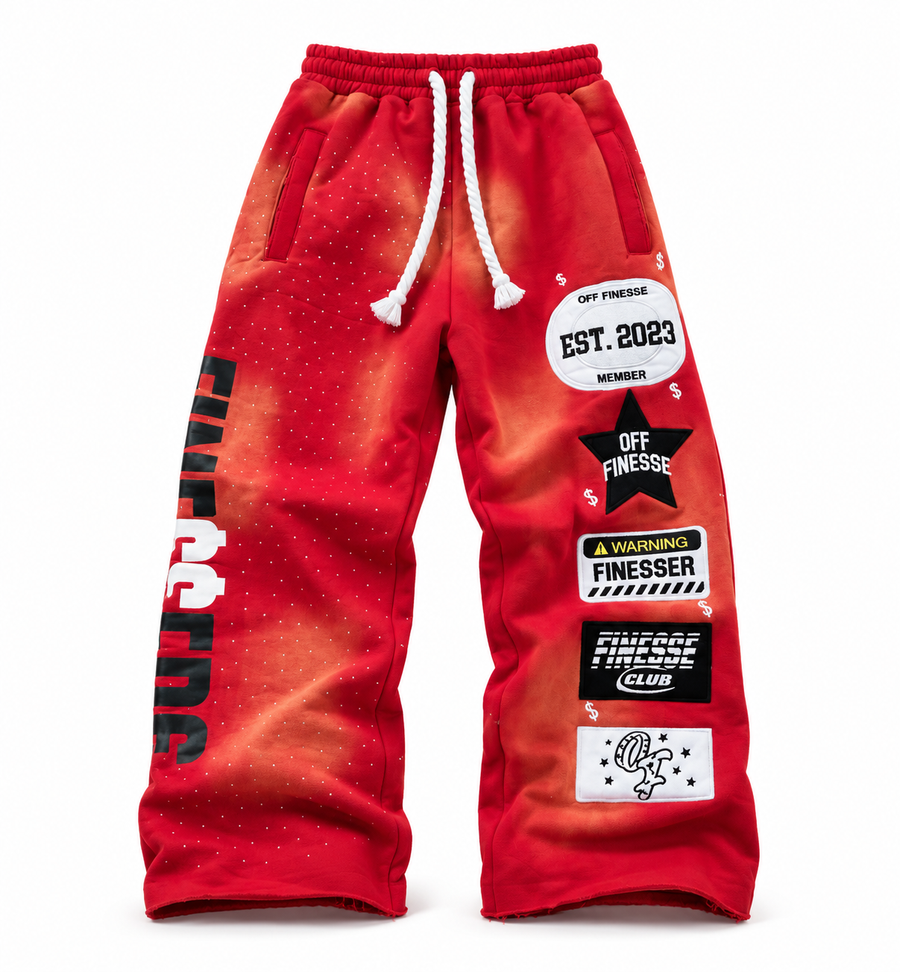 RED PATCHWORK SWEATS