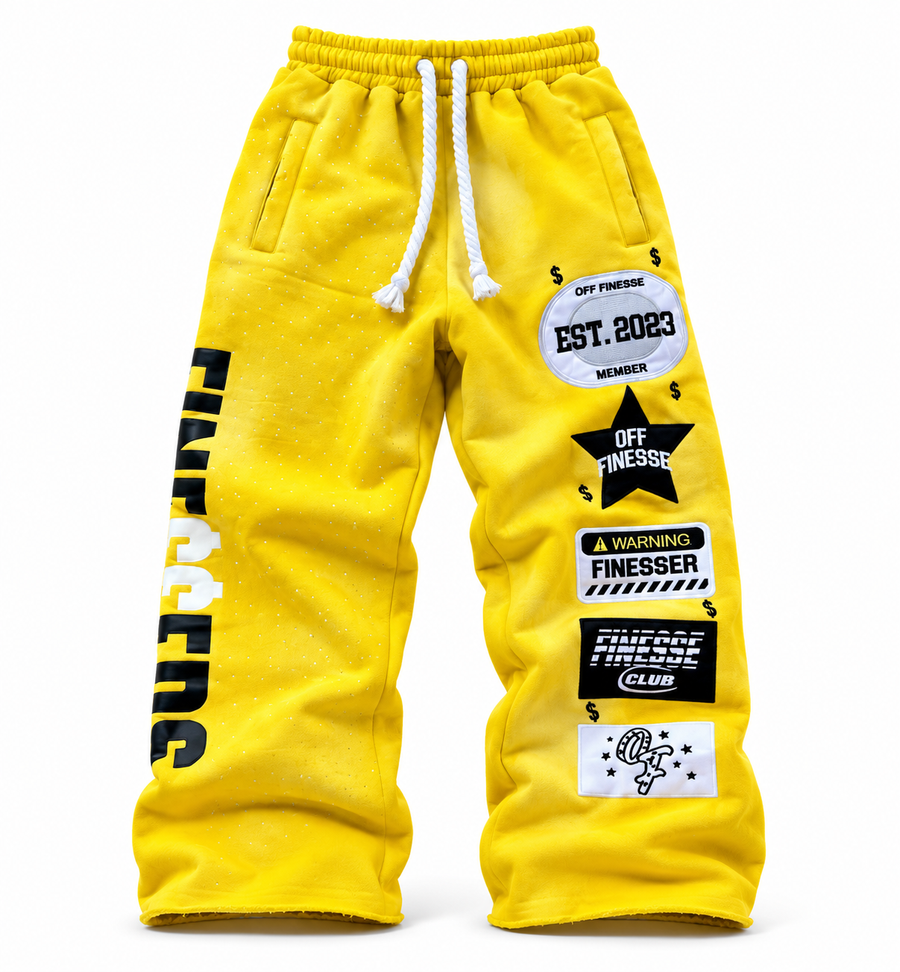 YELLOW PATCHWORK SWEATS
