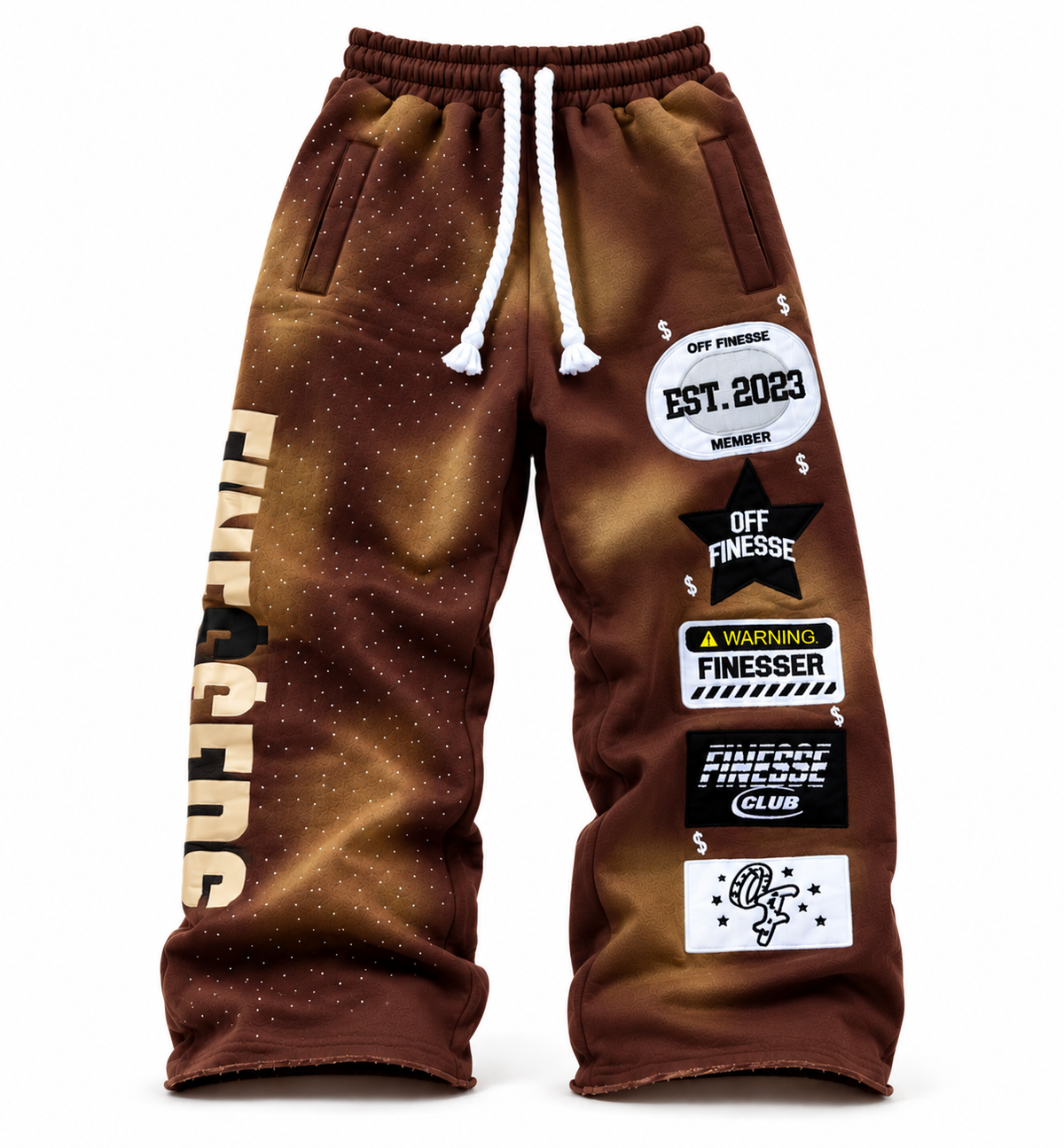 BROWN PATCHWORK SWEATS