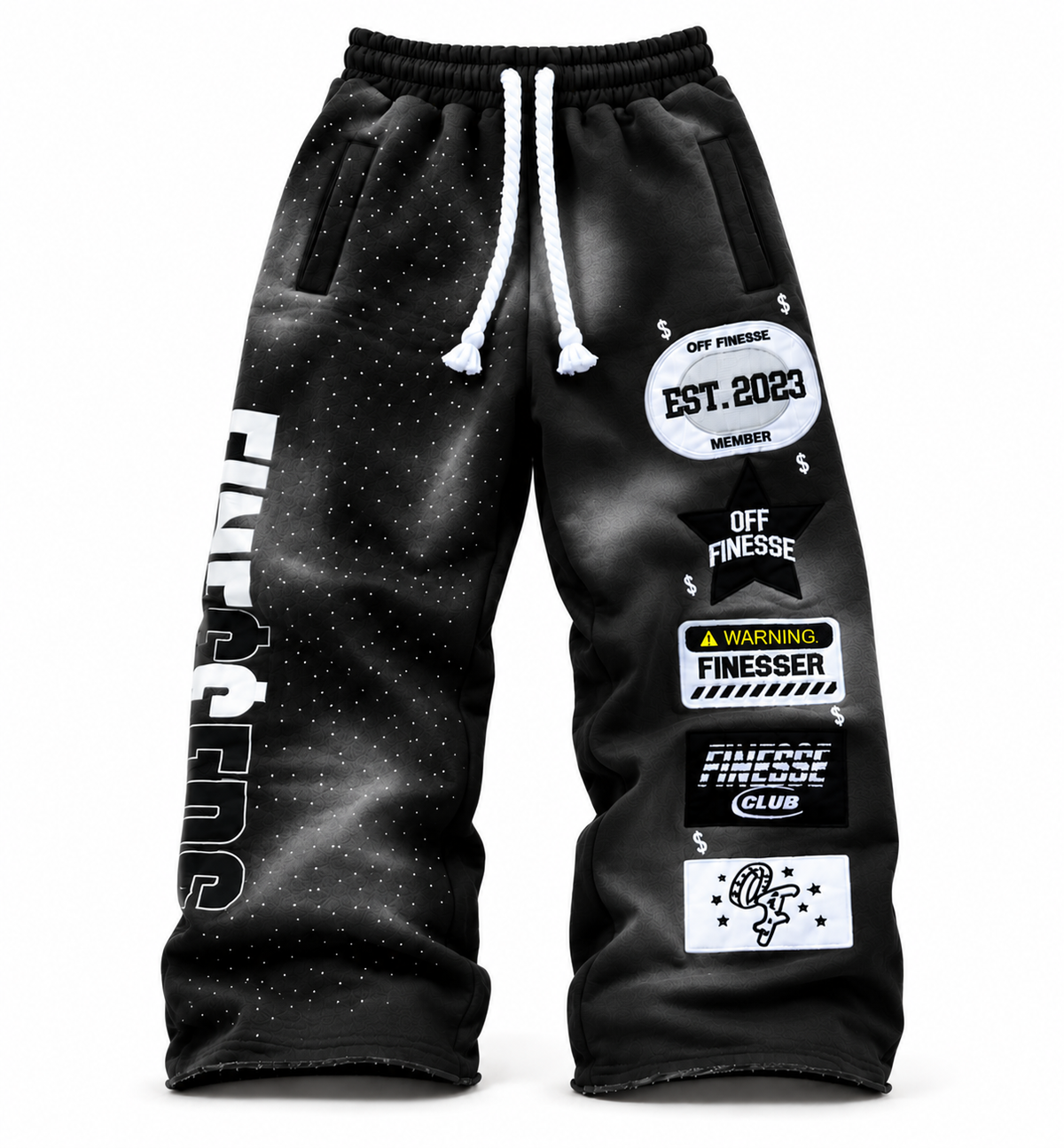 BLACK PATCHWORK SWEATS
