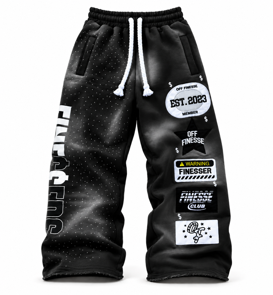 BLACK PATCHWORK SWEATS