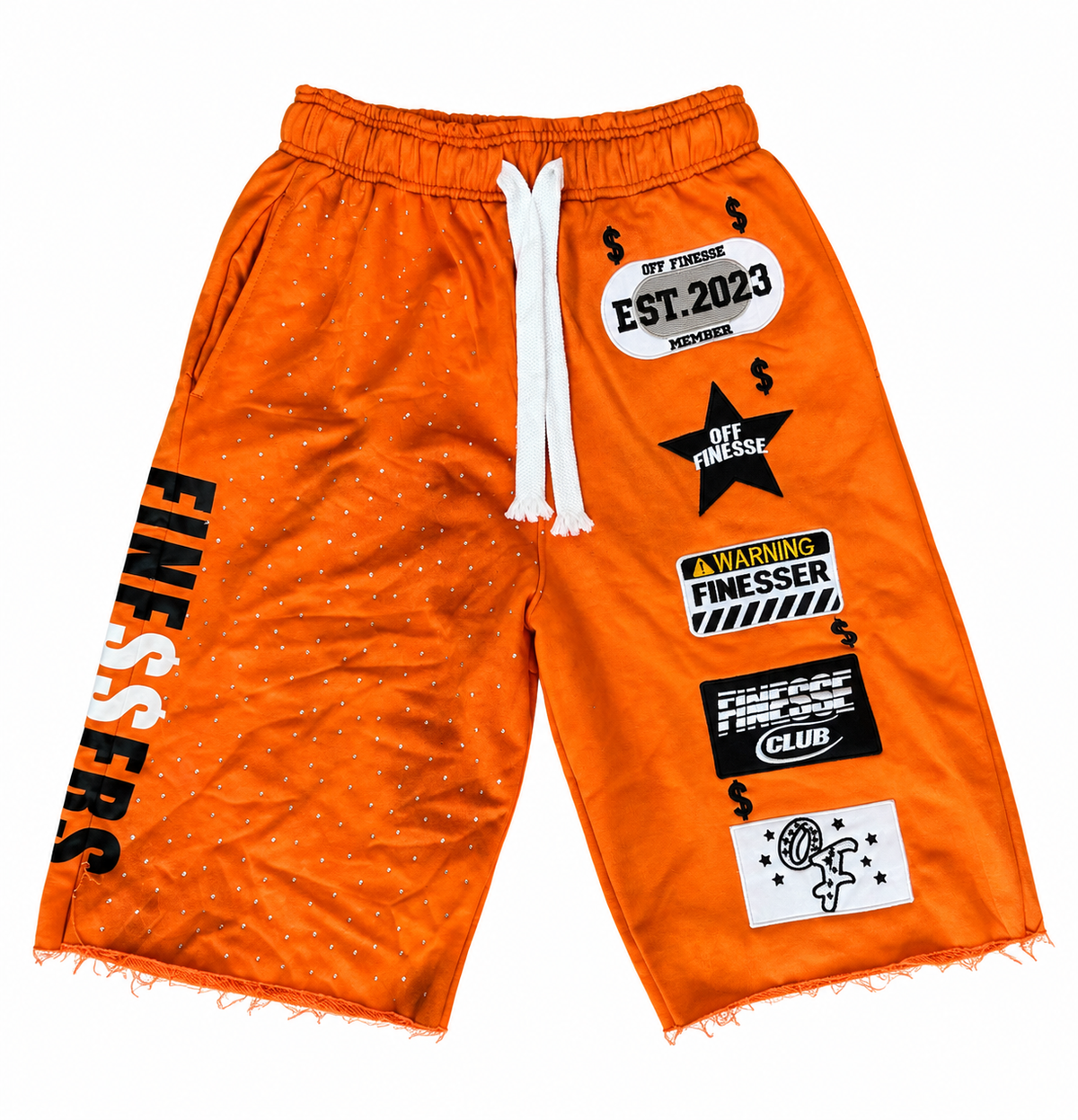 Orange patchwork shorts