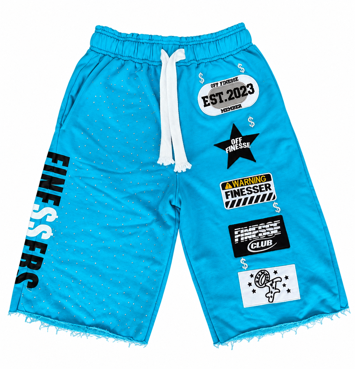 Azure patchwork shorts