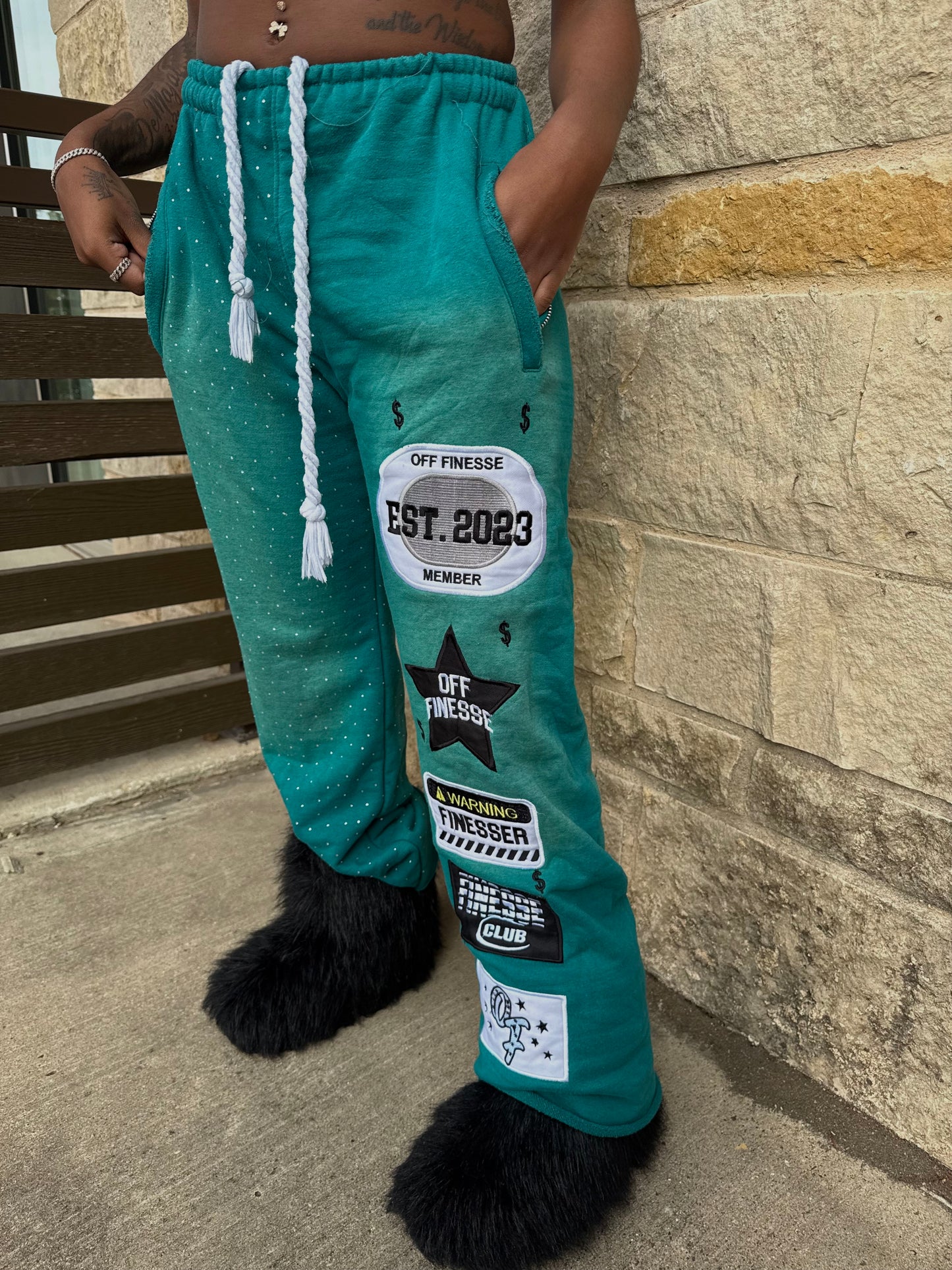 AQUA PATCHWORK SWEATS