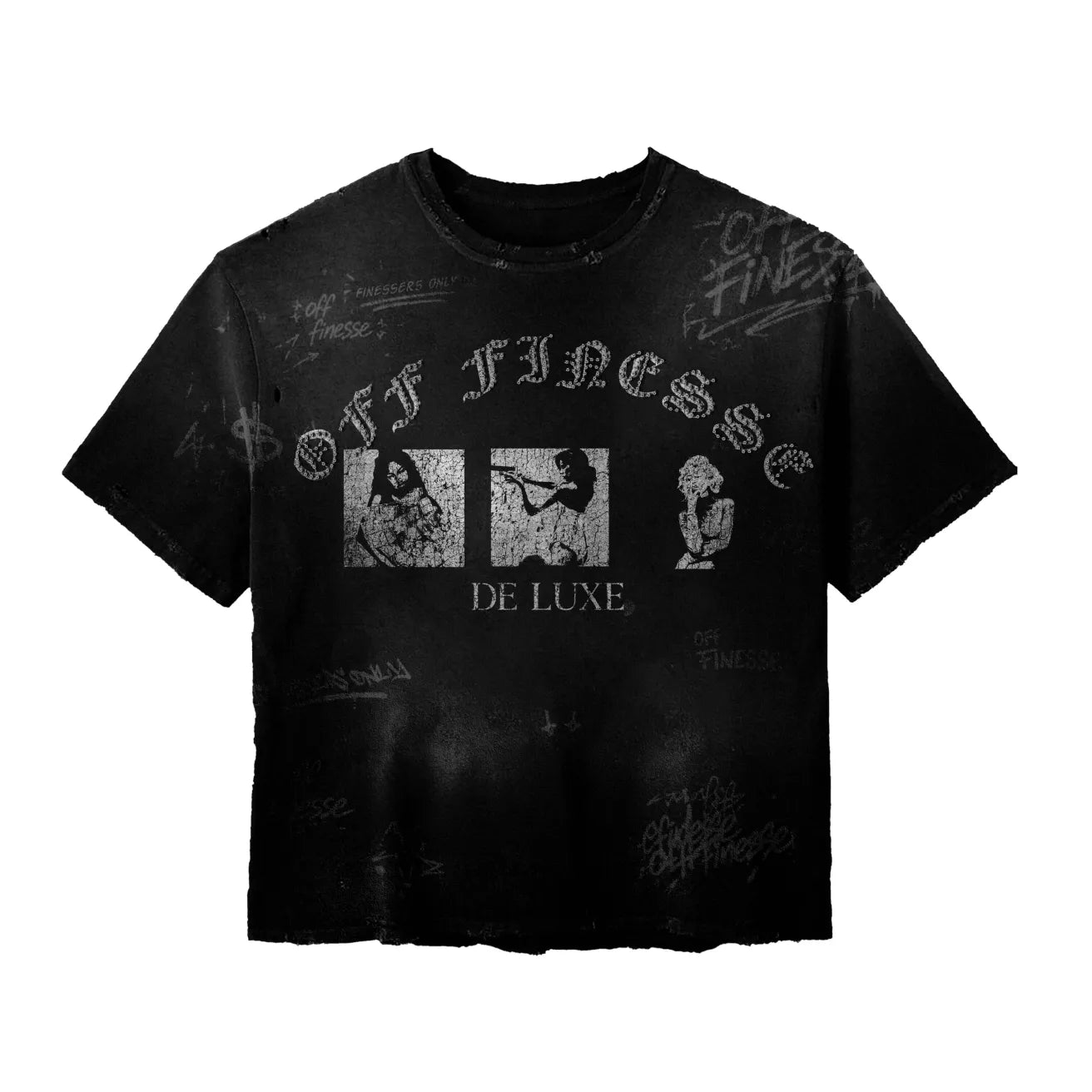 DE LUXE RHINESTONE TEE - FADED BLACK