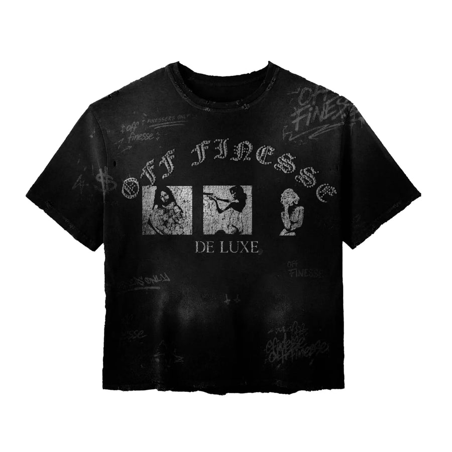 DE LUXE RHINESTONE TEE - FADED BLACK