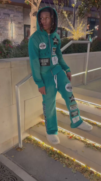 AQUA PATCHWORK SWEATS